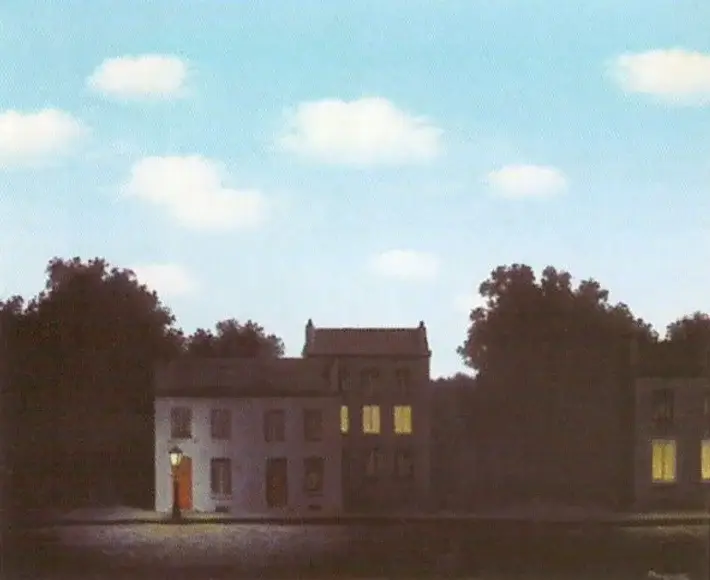 馬格利特作品〈光之帝國〉 René Magritte, L'Empire des lumières, oil on canvas, 48.5×58.7 cm, 1949 © Christie's