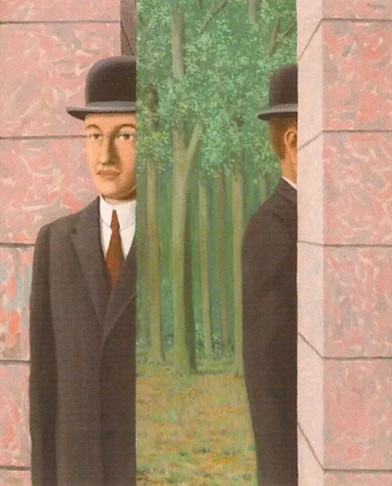 馬格利特作品-尋常之處〉 René Magritte, Le lieu commun, oil on canvas, 100×81 cm, 1964 © Christie's